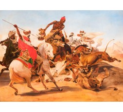 COPIE D'HORACE VERNET,(1789-1863), CHASSE AU LION, Début du XXéme siecle
