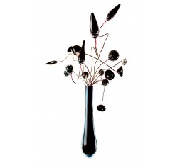 VASE A COL LONG ET FLEURS